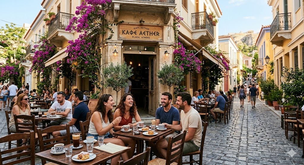 Historic Greek kafeneio in Plaka, Athens